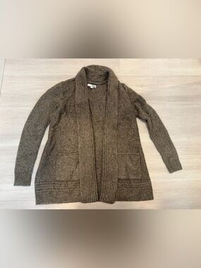 Women’s Brown Ribbed Open-Front Sweater Cardigan
